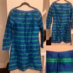 Blue and Green Striped Handmade Dress